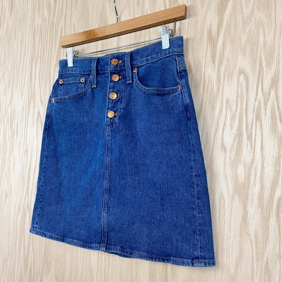 J. Crew Button Front Denim Mini Jean Skirt - Picture 2 of 5
